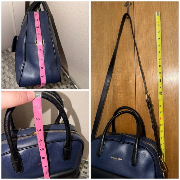 Vera Bradley Leather Satchel Crossbody – Navy & Black - Picture 6 of 16